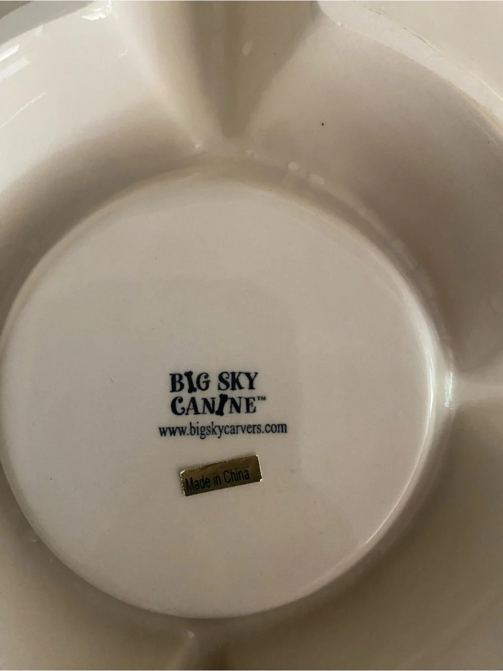 Ceramic Divided Platter with Paw Prints and the words SIT, EAT, DRINK, STAY